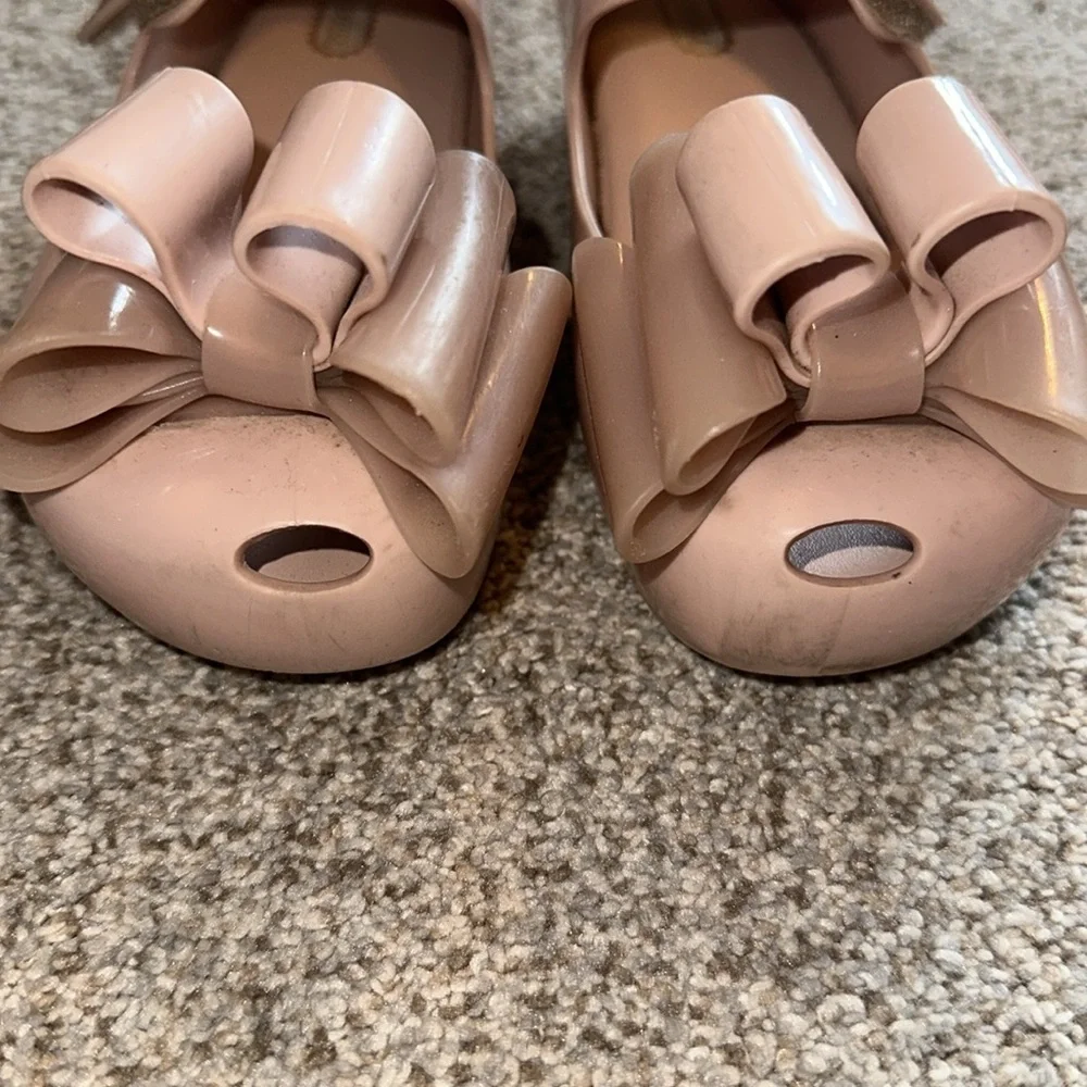 Mini Melissa Light Pink Kids Dress Shoes with Double Bow SZ 12